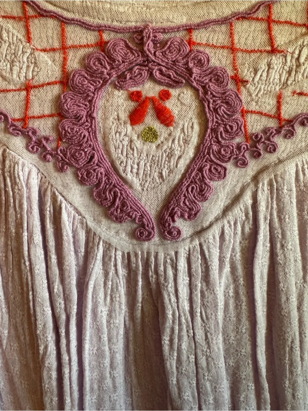Free People Light Lavender Embroidered Peasant Tunic